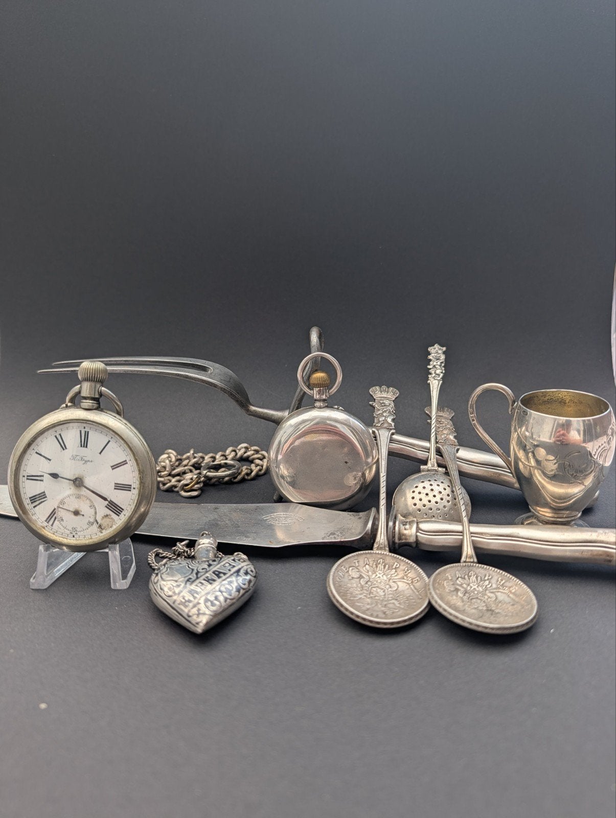 Lot Russisch zilver: alles gemerkt, Ophalen of Verzenden, Zilver