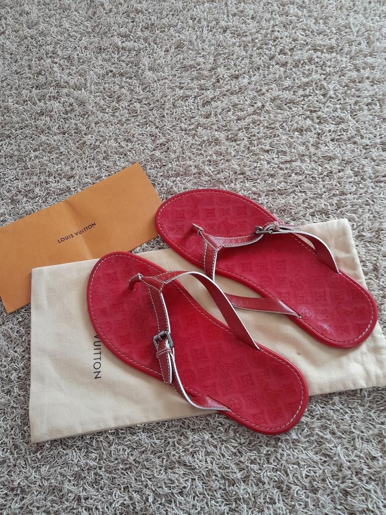 Louis Vuitton Dames Slippers, Louis Vuitton, Zo goed als nieuw, Rood, Ophalen