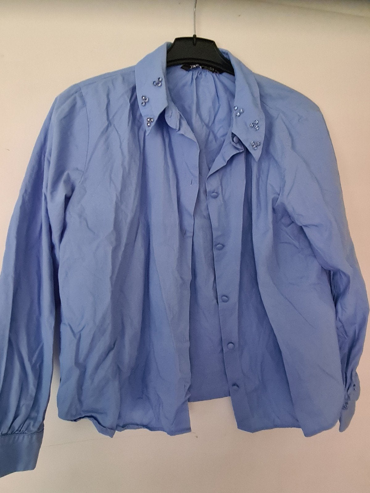 Zara blouse met kraagdetails - Maat L, Blauw, Zara, Maat 42/44 (L), Ophalen of Verzenden