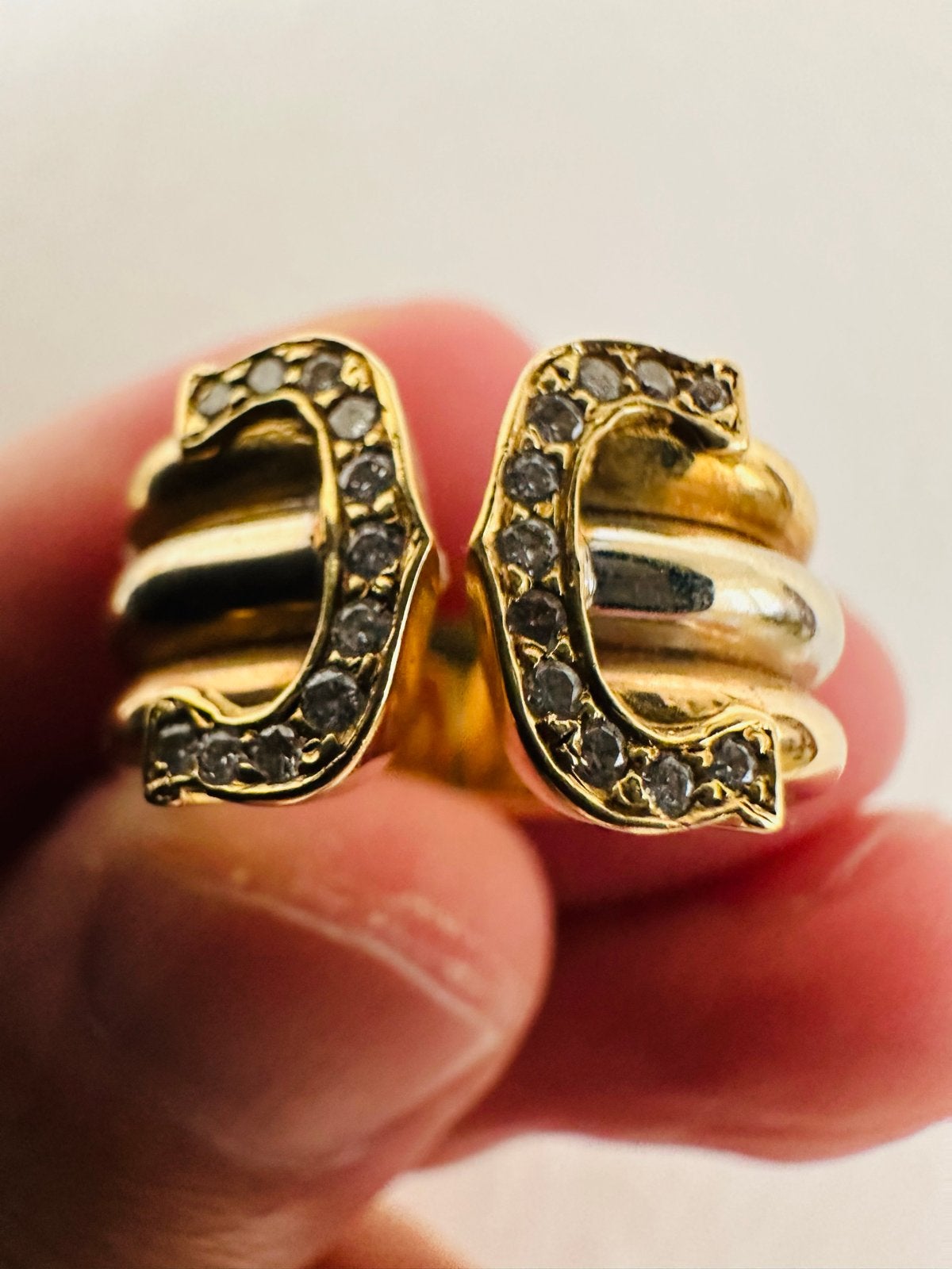Cartier 2C Diamanten Geribbelde Ring 18K Geelgoud Maat 50, Sieraden, Tassen en Uiterlijk, Ringen, Ophalen of Verzenden, Met edelsteen