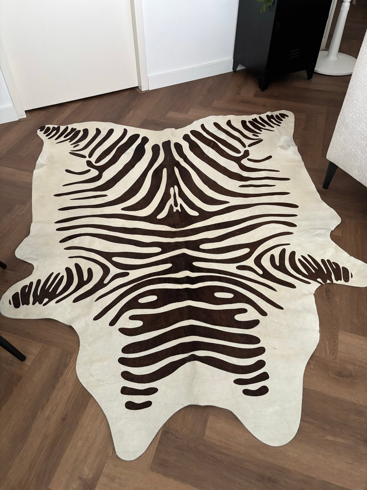 Zebraprint Vloerkleed - Bruin/Beige, Gebruikt, 150 tot 200 cm, Ophalen of Verzenden, Beige