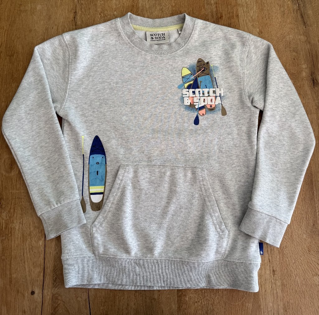 Scotch & Soda trui jongens, mt 140, applicaties, steekzakken, Kinderen en Baby's, Trui of Vest, Ophalen of Verzenden, Zo goed als nieuw