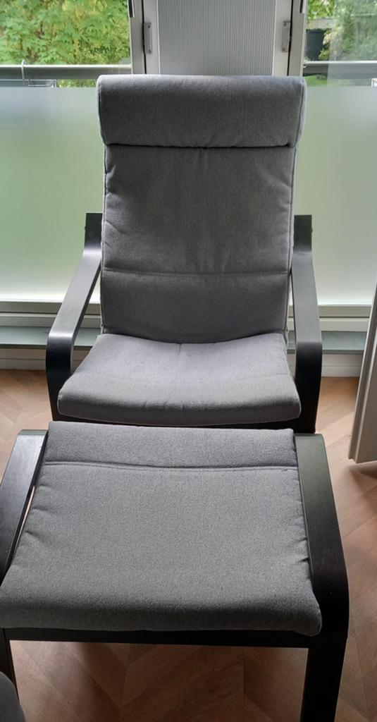 Grijze poang ikea stoel met voetensteun, Ophalen, Zo goed als nieuw, Eén, Modern