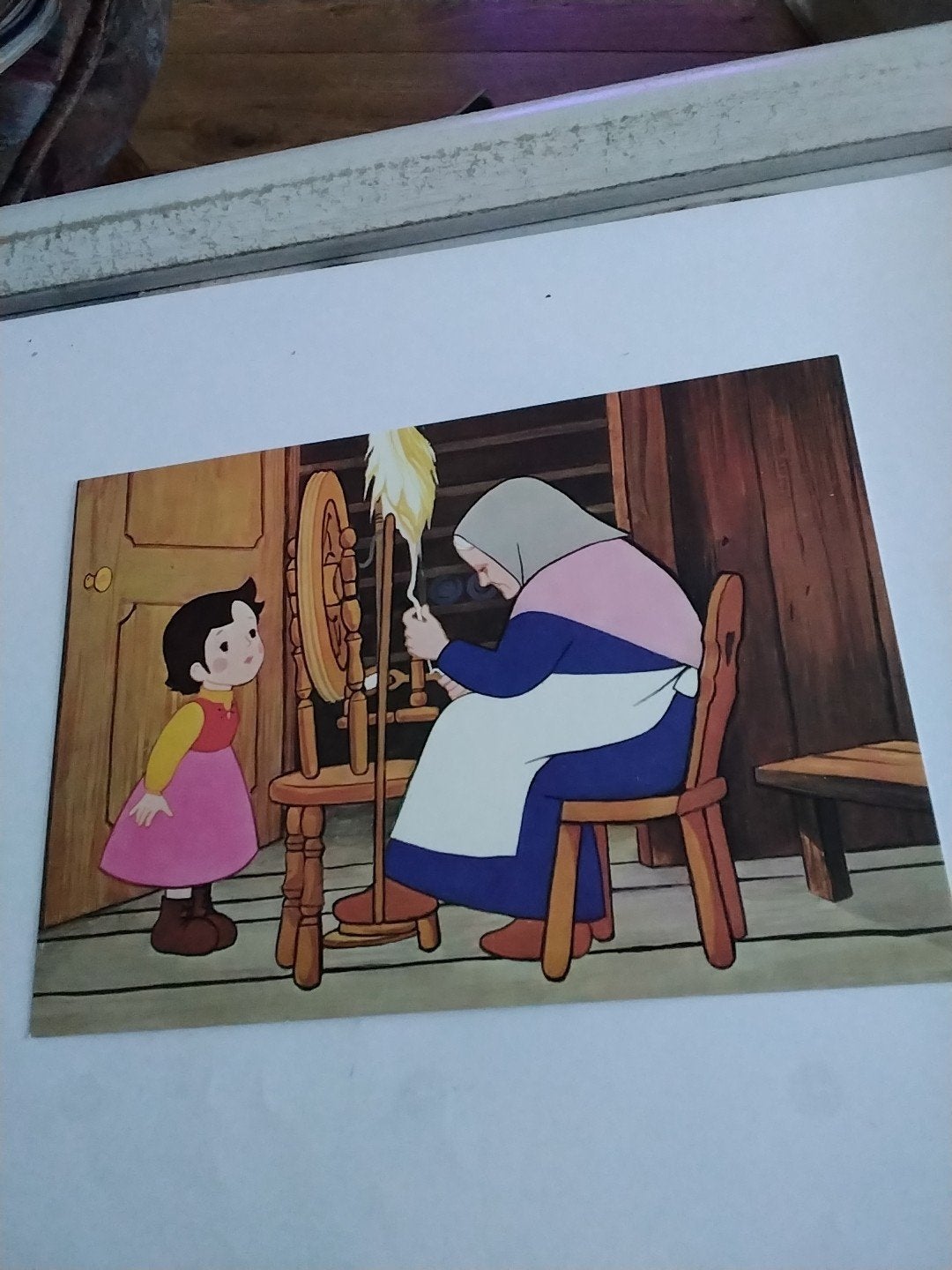 Heidi Ansichtkaart - Heidi en Grootmoeder aan het spinnewiel, Verzamelen, Ophalen of Verzenden