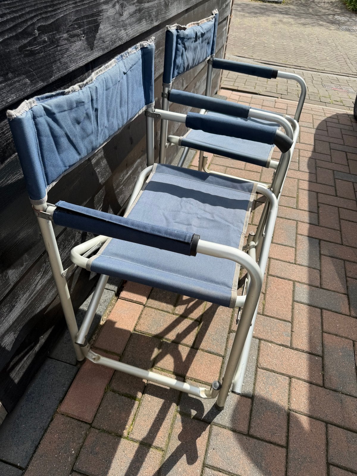 Set van 2 gebruikte campingstoelen, blauw, Ophalen of Verzenden, Gebruikt, Campingstoel