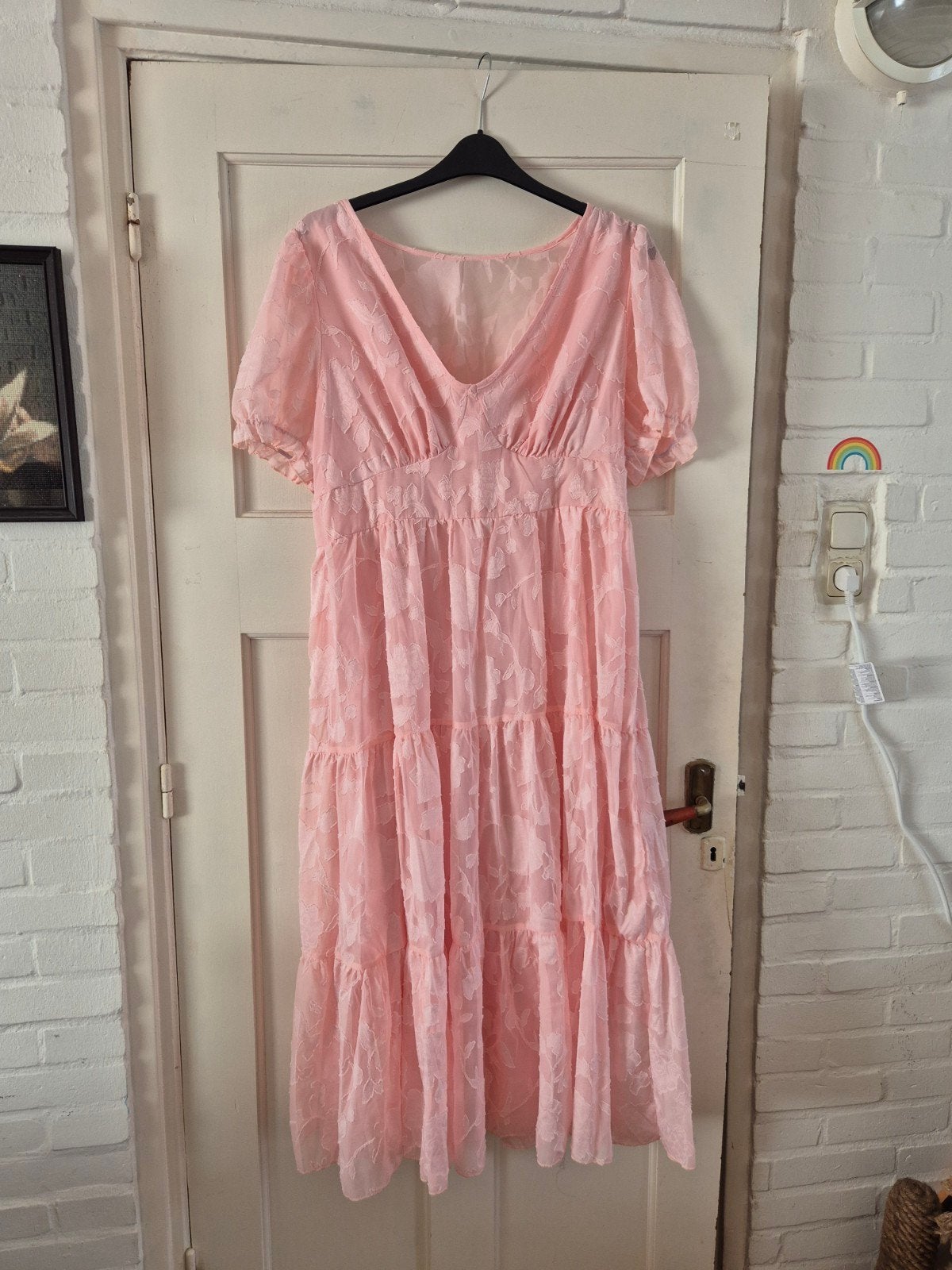 Roze maxi jurk met bloemenprint - Shein Curve 2XL, Kleding | Dames, Maat 46/48 (XL) of groter, Ophalen of Verzenden, Zo goed als nieuw