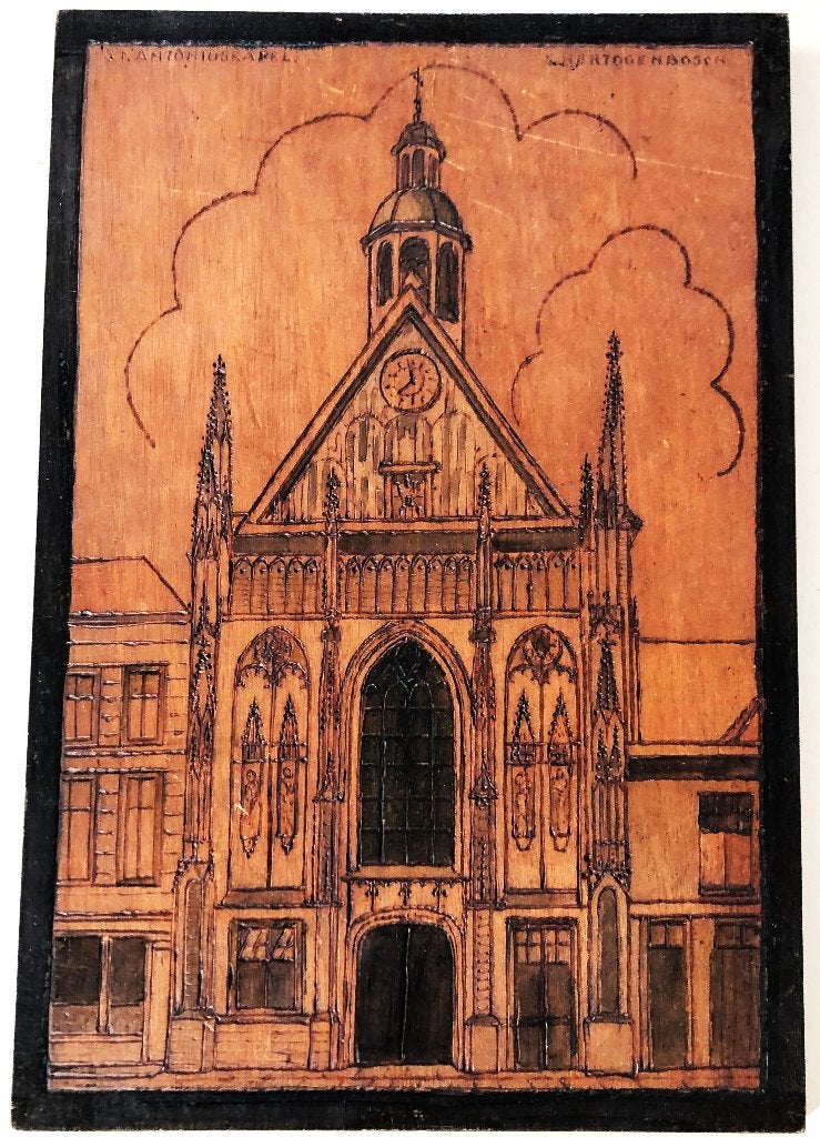 ‘s-Hertogenbosch stadsgezicht gravure, Paneel, Overige technieken, Ophalen of Verzenden, Stads- / dorpsgezicht