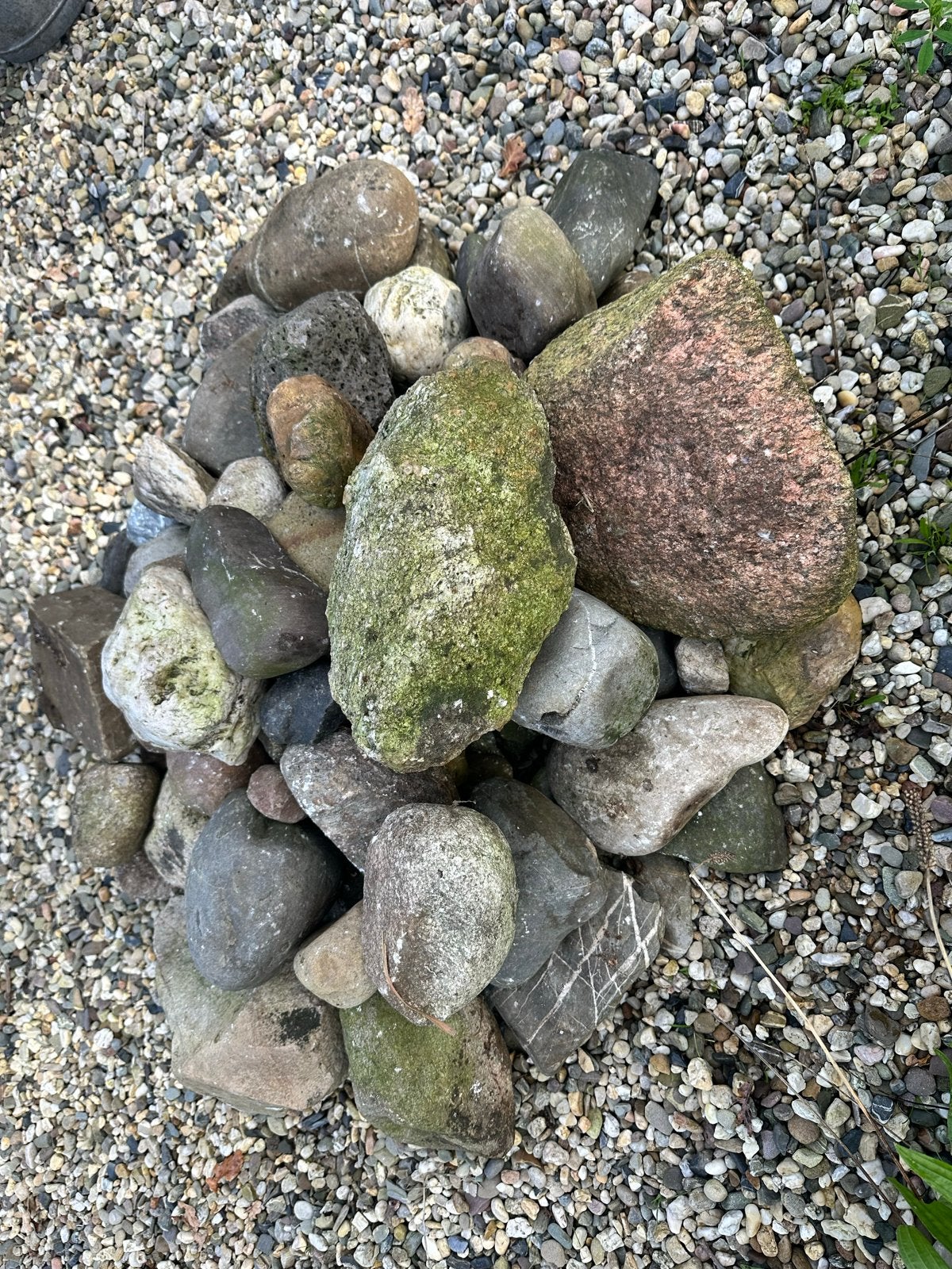 Ongeveer 100 zwerfkeien/rivierkeien voor tuin of vijver, Ophalen, Overige materialen, Gebruikt, Kei