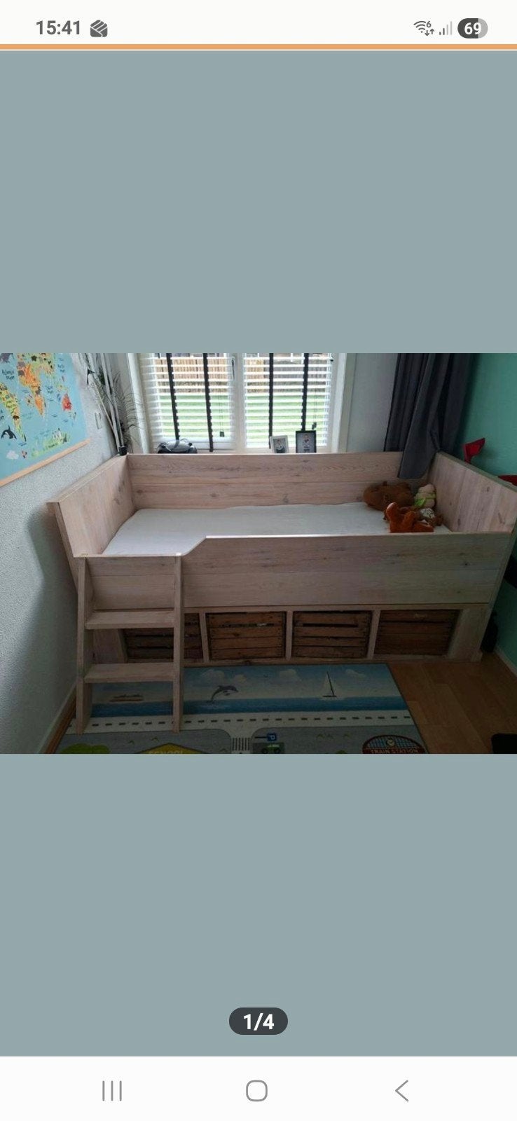 hout bed, Huis en Inrichting, Slaapkamer | Bedden, 90 cm, Ophalen of Verzenden, Zo goed als nieuw, Hout