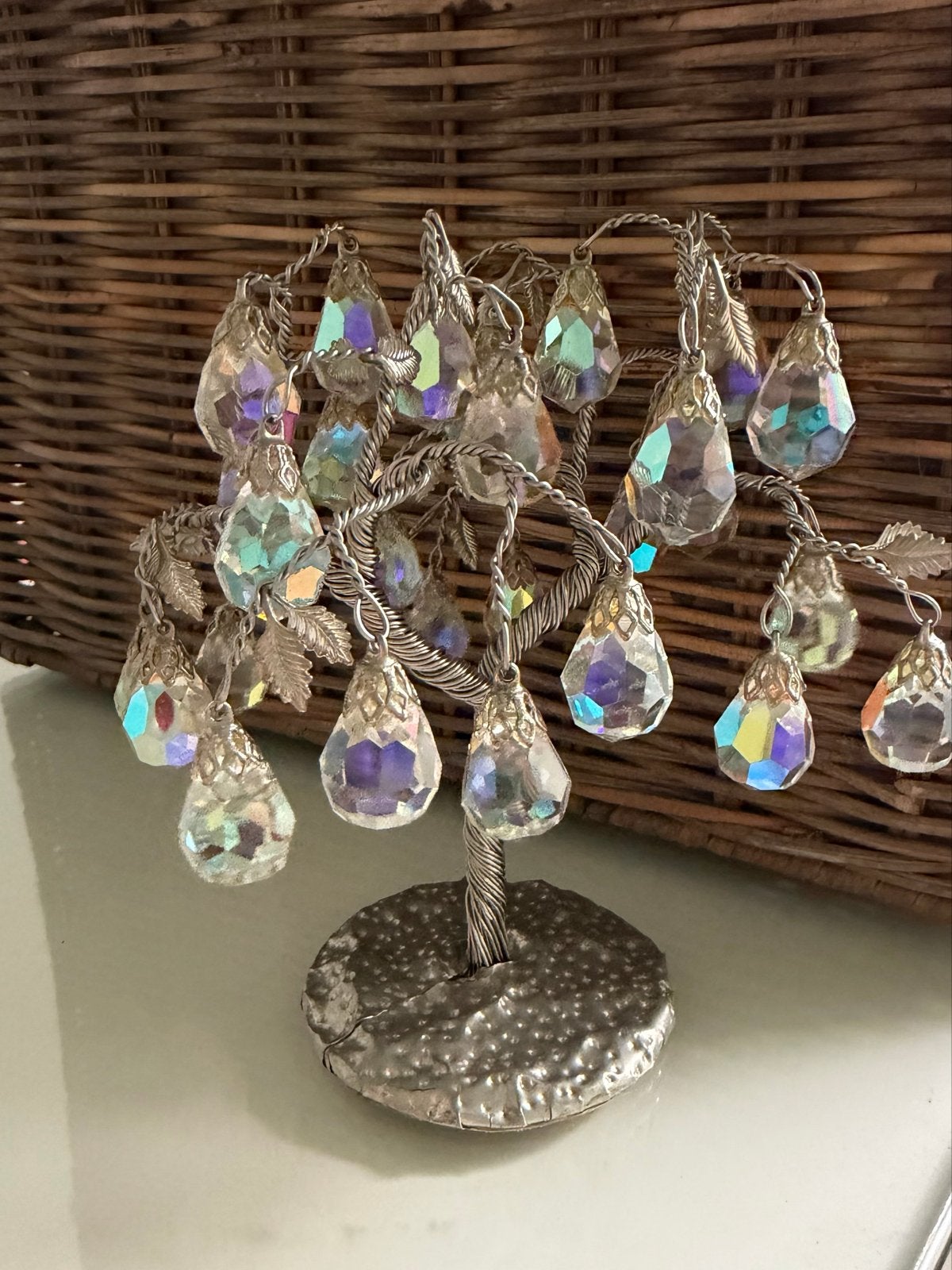 Decoratief  kristallen boompje met iriserende hangers, Ophalen of Verzenden