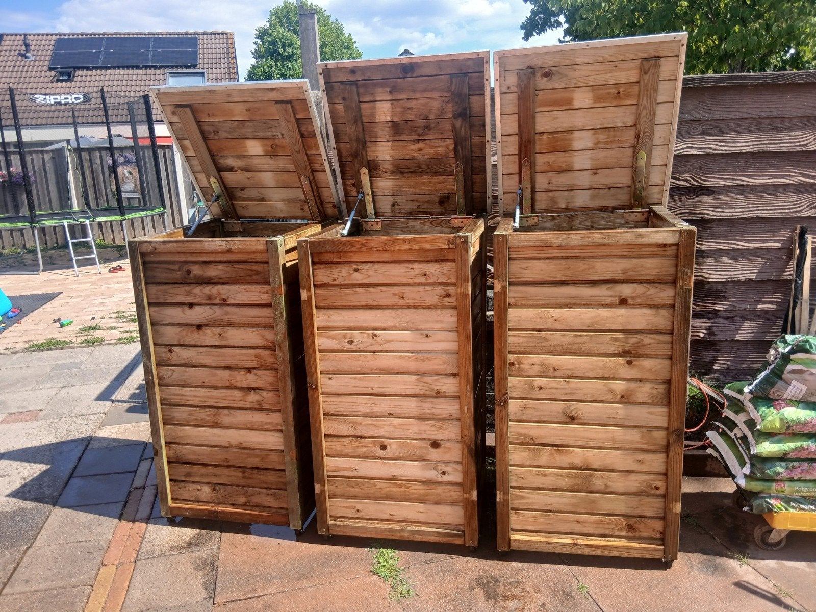 3 Houten containerberging, Ophalen, Nieuw, Hout, Containerberging