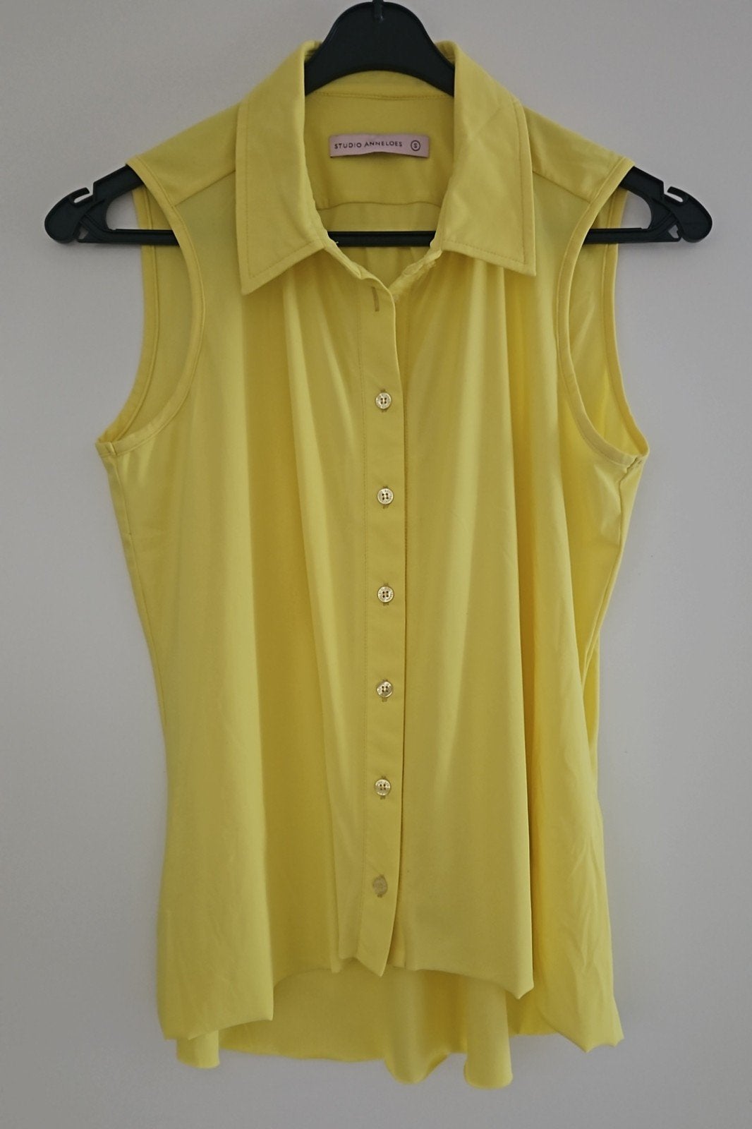 Studio Anneloes Travelstof Blouse Mouwloos Geel maat s, Geel, Zo goed als nieuw, Zonder mouw, Ophalen