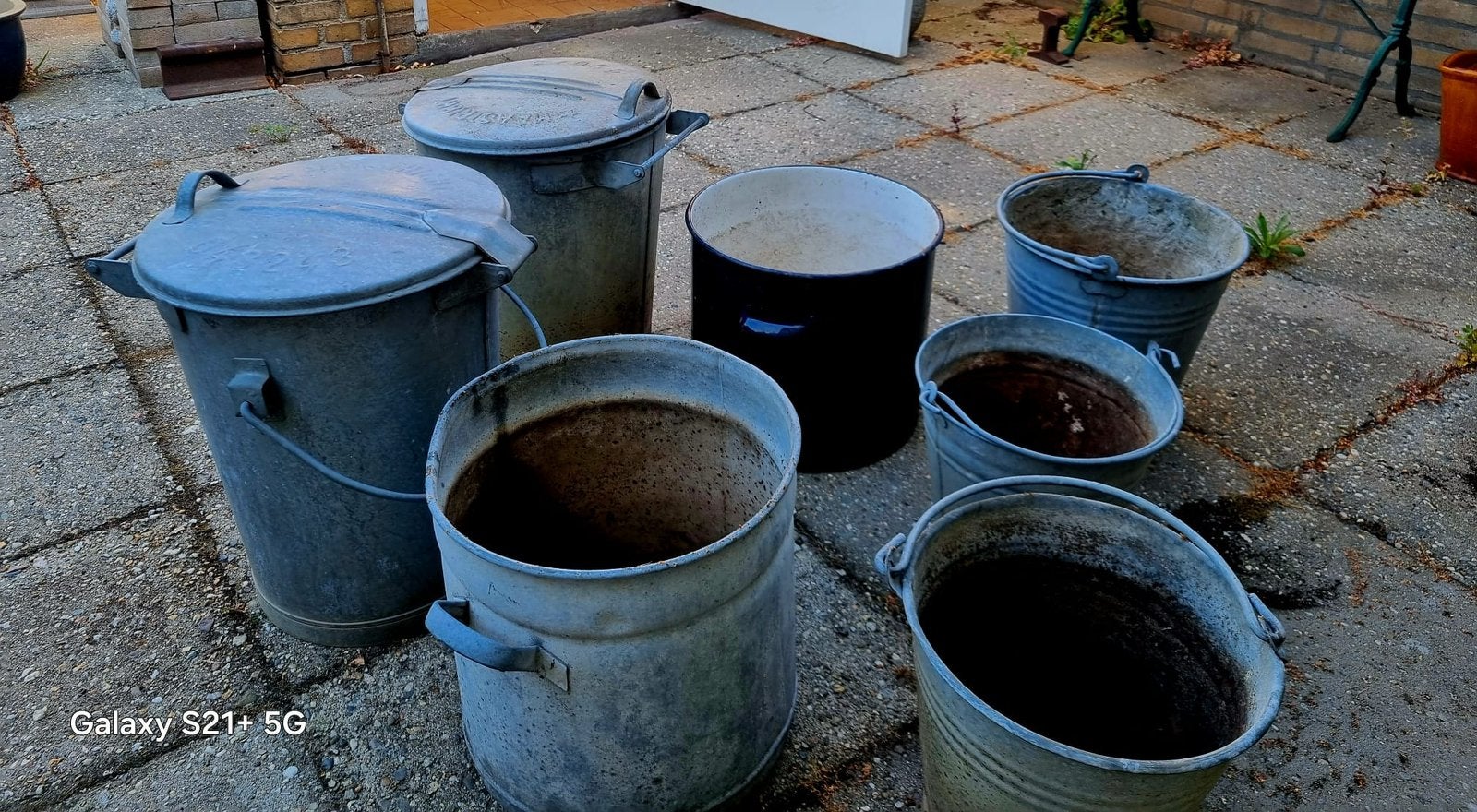 Zinken vuilnisemmers , emmers en weckketel, Antiek en Kunst, Ophalen