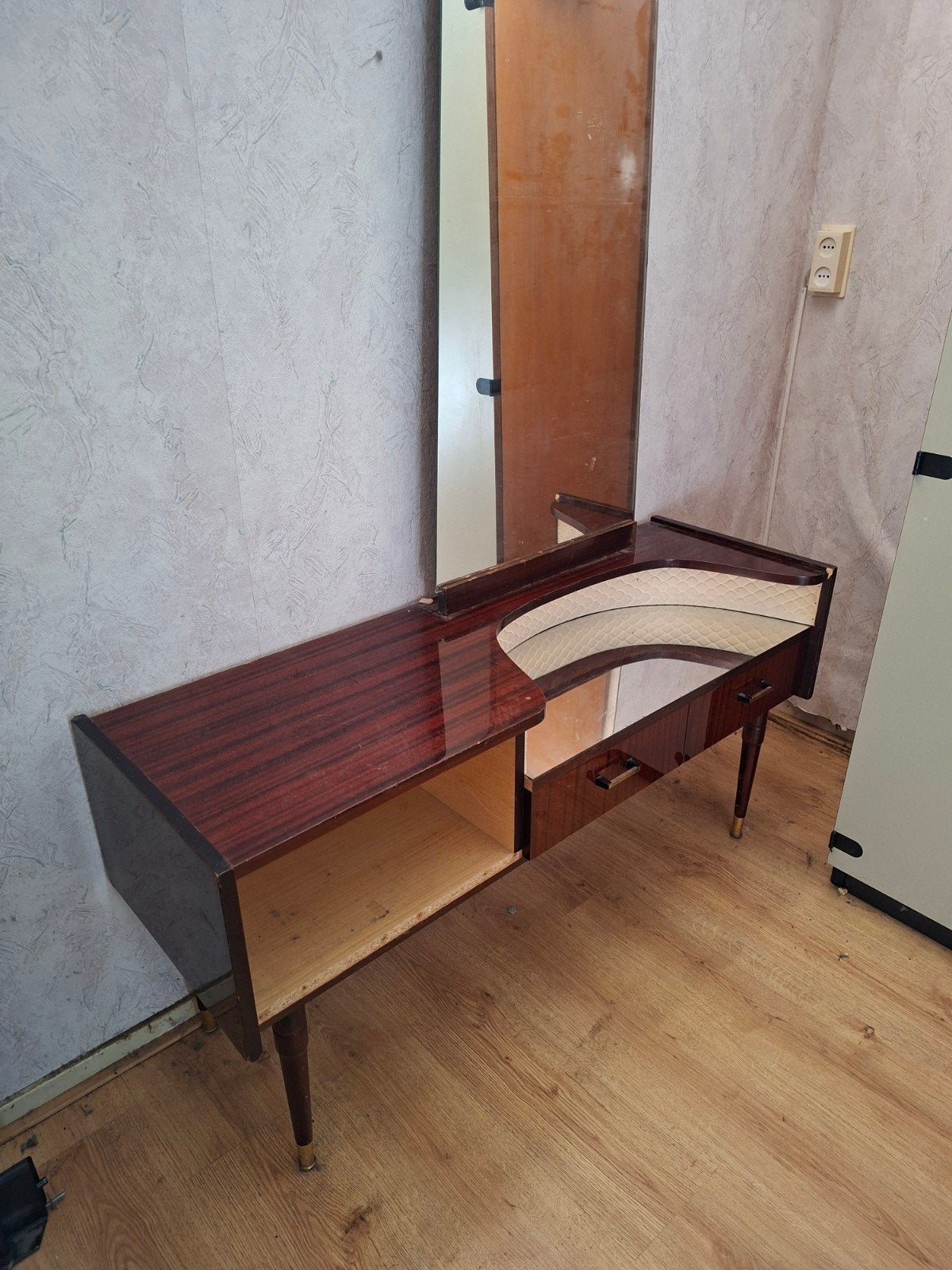 Vintage kaptafel met spiegel en lades - opknapper!, Ophalen, Gebruikt, 100 tot 150 cm, 100 tot 150 cm