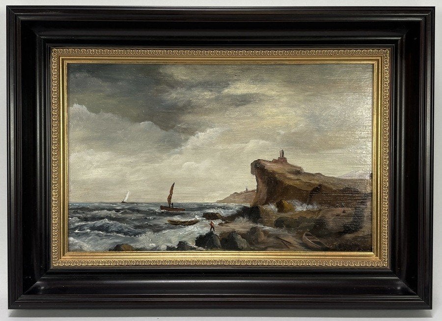 207. Olieverfschilderij, Anthonissen – rotskust, 19e eeuw, Ophalen