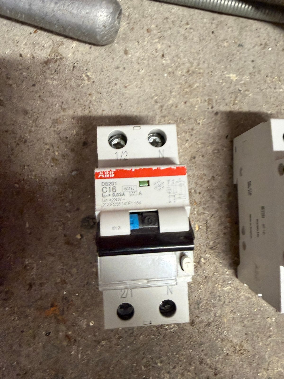 ABB DS201 C16 Aardlekautomaat 1P+N 16A 30mA, Ophalen of Verzenden, Zo goed als nieuw, ABB, Aardlekautomaat