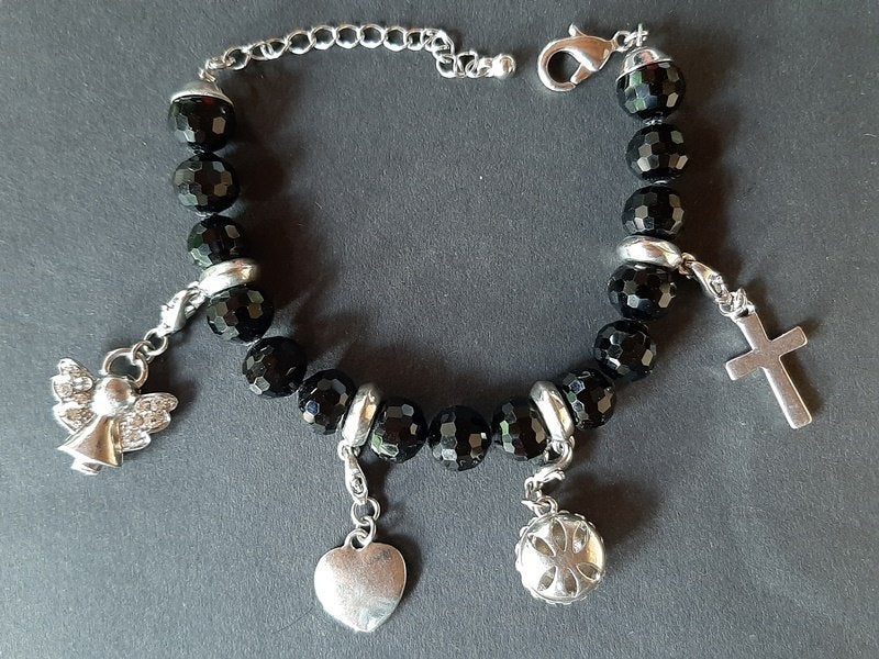 Armband Zwart & Zilverkleurig, Sieraden, Tassen en Uiterlijk, Verzenden, Zwart, Nieuw, Met bedels of kralen