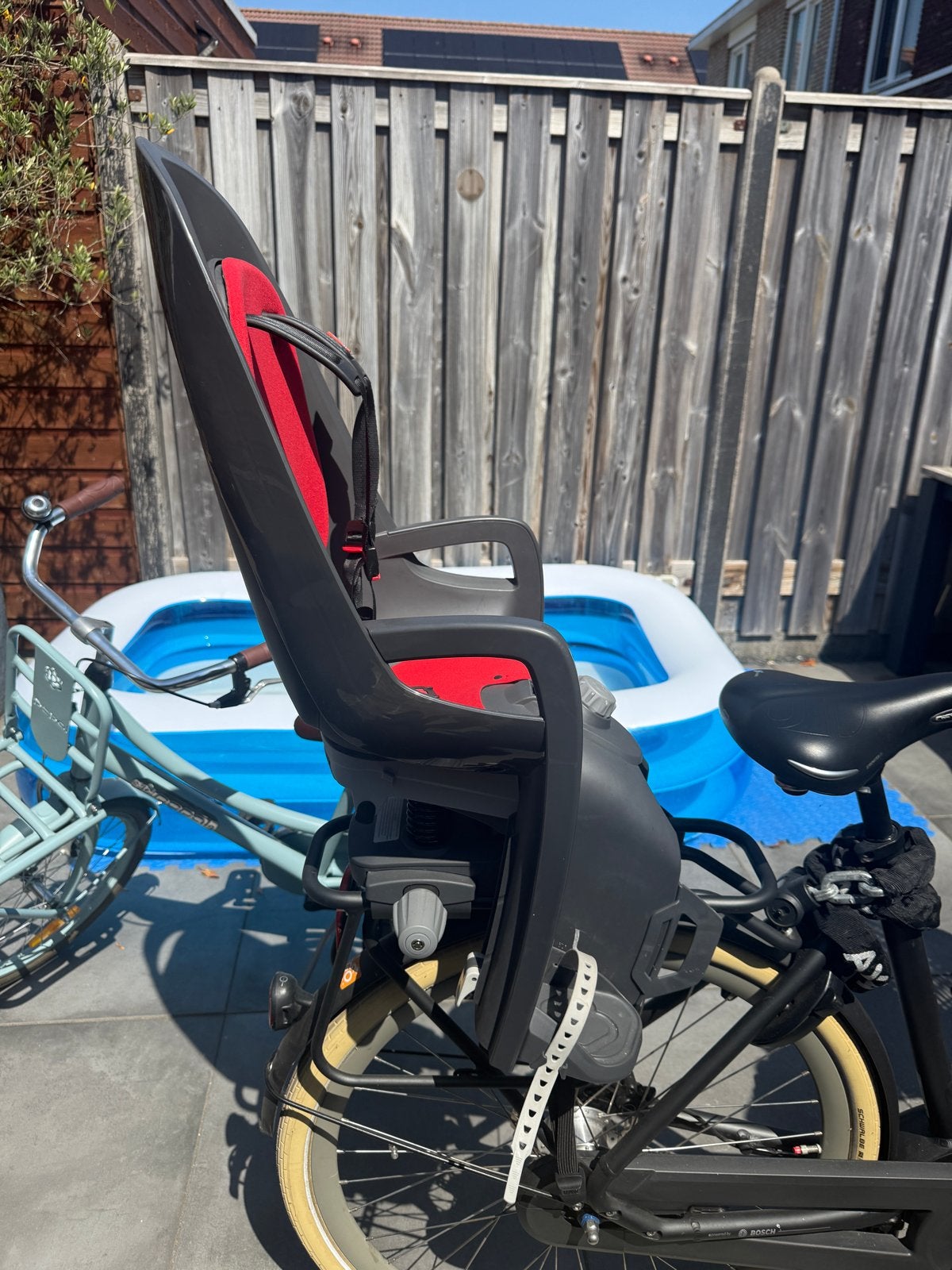 Hamax Caress C2 fietszitje met bagagedrageradapter, Ophalen, Achterzitje, 0 t/m 18 kg, Gebruikt