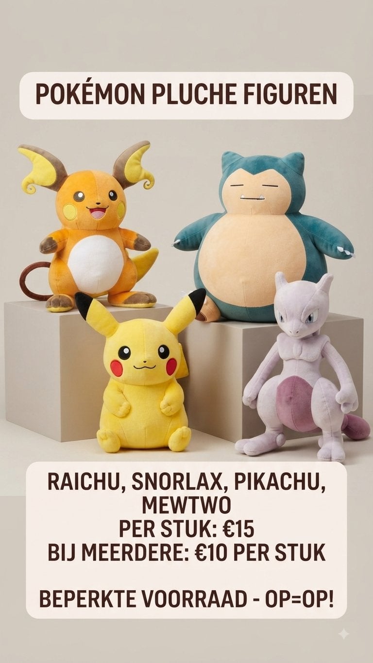 Pokémon knuffels: Pikachu, Snorlax, Mewtwo, Raichu en meer!, Kinderen en Baby's, Overige typen, Ophalen of Verzenden, Zo goed als nieuw
