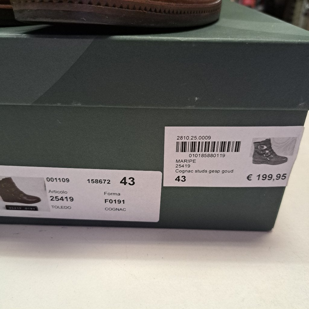 Maripe leren enkellaarzen cognac bruin + riempjes 43 50067, Bruin, ., Maripe, Lage of Enkellaarzen