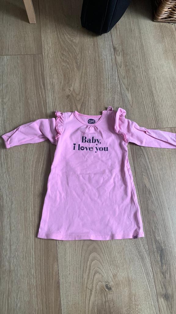 Roze jurkje 'Baby, I love you' maat 62, Kinderen en Baby's, Babykleding | Maat 62, Ophalen of Verzenden, Zo goed als nieuw, Meisje