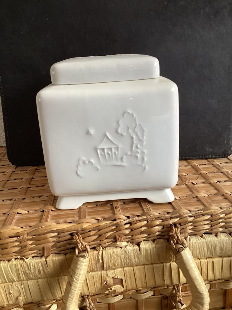 Vintage Koffie Hag voorraadpot - wit porselein, Antiek en Kunst, Antiek | Porselein, Ophalen of Verzenden