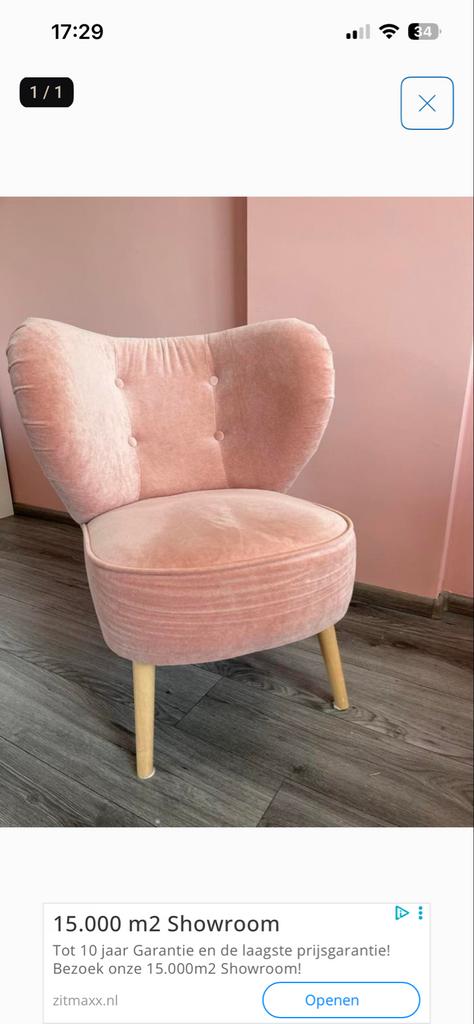 Roze IKEA stoel opruiming - Comfortabele fauteuil, Ophalen of Verzenden, Zo goed als nieuw