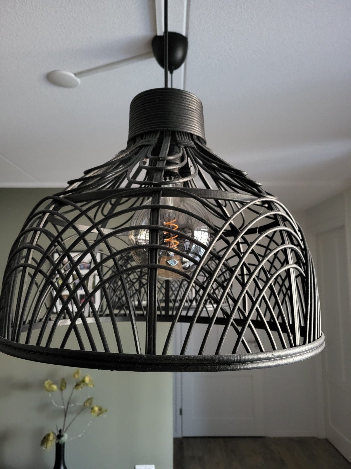 2 Rotan hanglampen inclusief pendel en lampen, Natuurlijk materiaal, Zo goed als nieuw, Bohemian, Landelijk, Modern, E27 (groot)