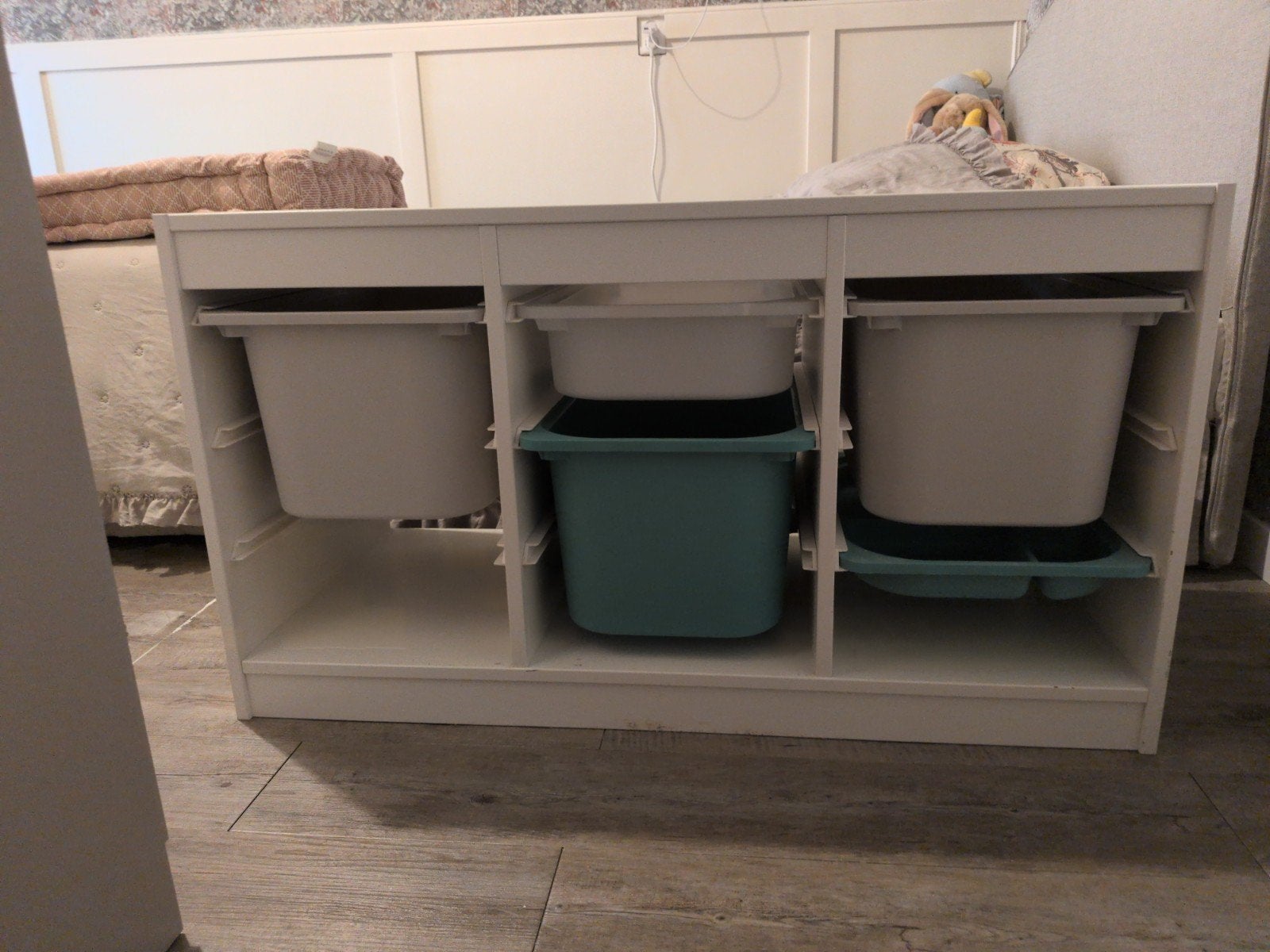 Trofast kast met opbergboxen., Ophalen, 50 tot 100 cm, Zo goed als nieuw, Minder dan 100 cm