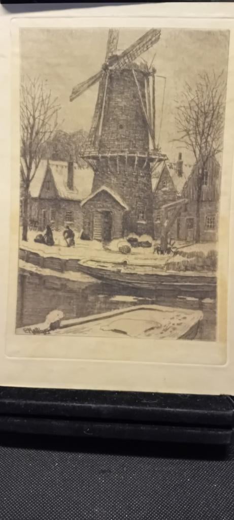 OSCAR PAUL MATTHES. Molen in de winter., Antiek en Kunst, Ophalen of Verzenden