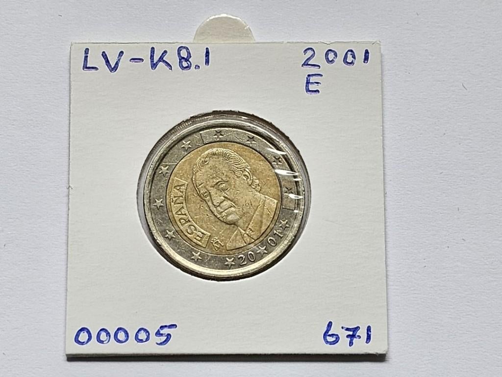 2-euromunt Spanje (E) 2001 Koers LV-K8.1, Ophalen of Verzenden, Spanje, 2 euro, Losse munt