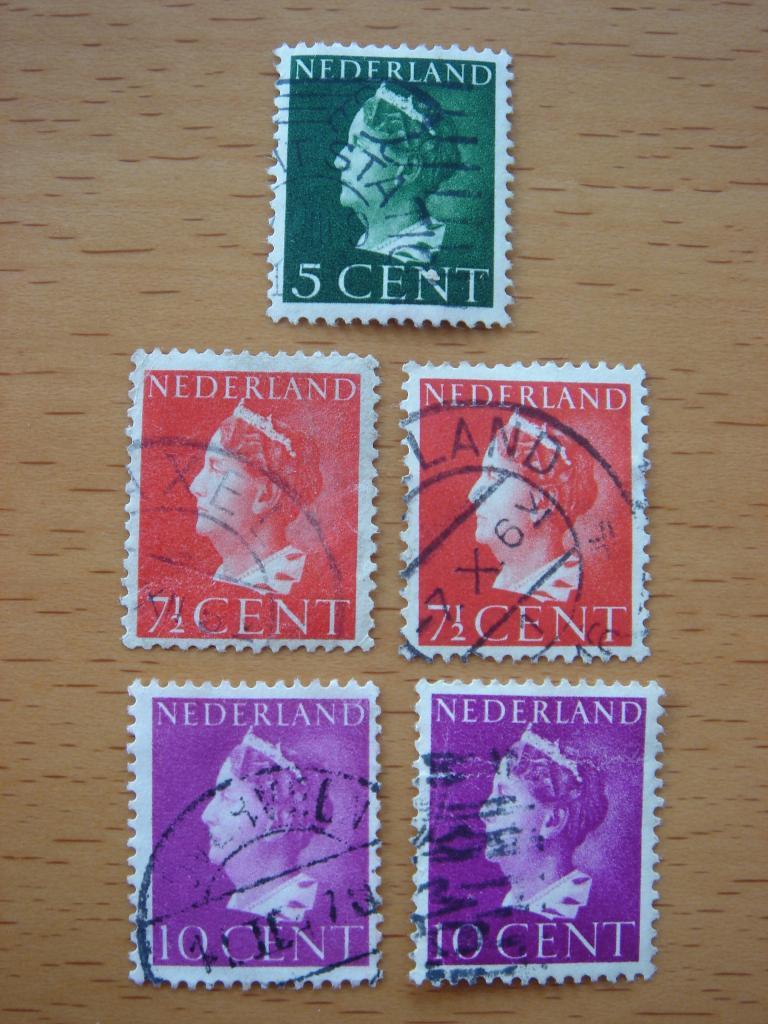 Koningin Wilhelmina type Konijnenburg 5x NVPH 332, 334, 335, Postzegels en Munten, Postzegels | Nederland, Ophalen of Verzenden
