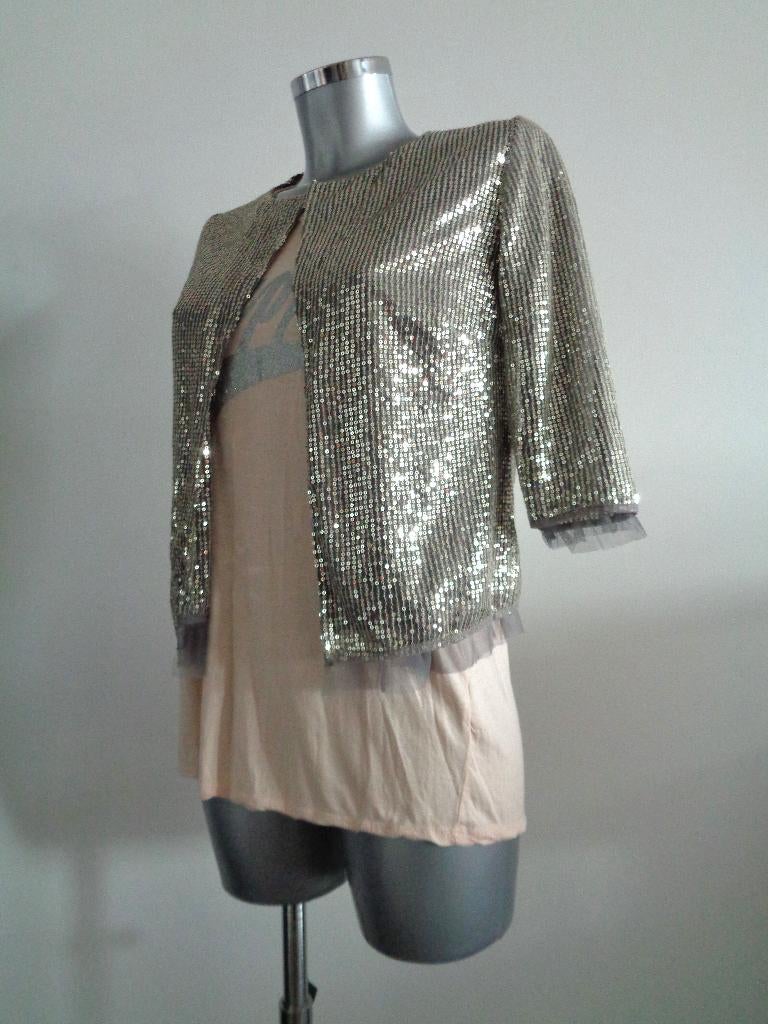 SCEE by TWIN SET gouden pailletten vestje small, Twinset, Ophalen of Verzenden, Zo goed als nieuw, Jasje