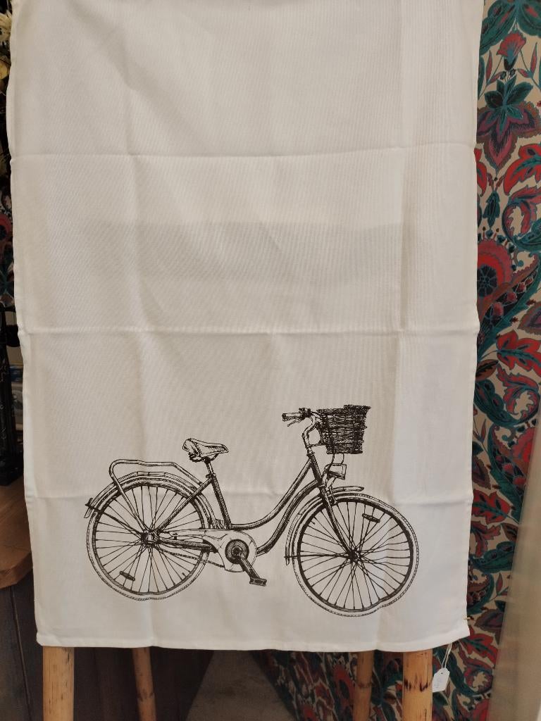Theedoek fiets- kat - teckel - koe - egel - eekhoorn - hond, Wit, Kwastje-over-Kastje, Nieuw, Kwastjeoverkastje@gmail.com