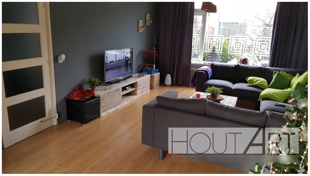 TV-meubel STEIGERHOUT met deurtjes, Landelijk, industrieel, 150 tot 200 cm, Info@hout-art.nl, Ophalen of Verzenden
