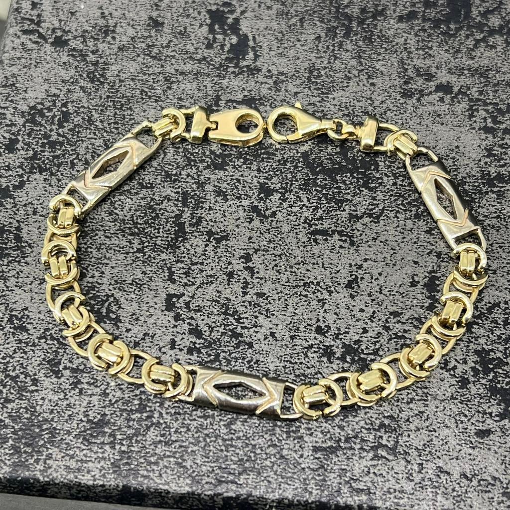 14k gouden armband massief koningsschakel, Ophalen of Verzenden, Nieuw, Goud