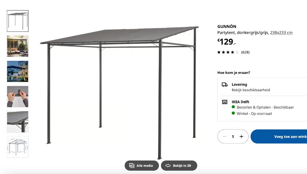 IKEA GUNNÖN gazebo – nieuw, ongeopend, Tuin en Terras, Schuur, Nieuw, Minder dan 200 cm, Zonder ramen