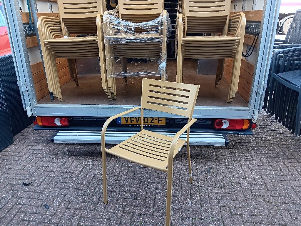 Nieuwe metalen horeca terras stoelen terrasstoelen, Tuin en Terras, Tuinstoelen, Ophalen, Nieuw, Metaal, Stapelbaar