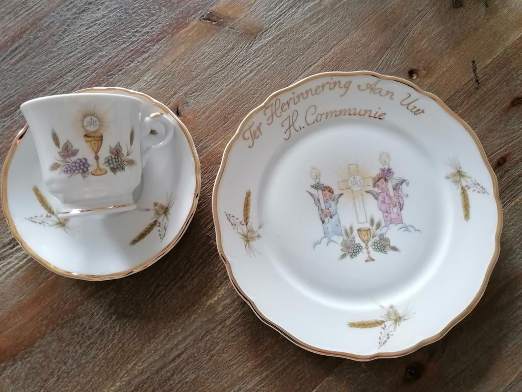 Eerste Communie Ontbijtset - Kop en Schotel, Antiek en Kunst, Ophalen of Verzenden