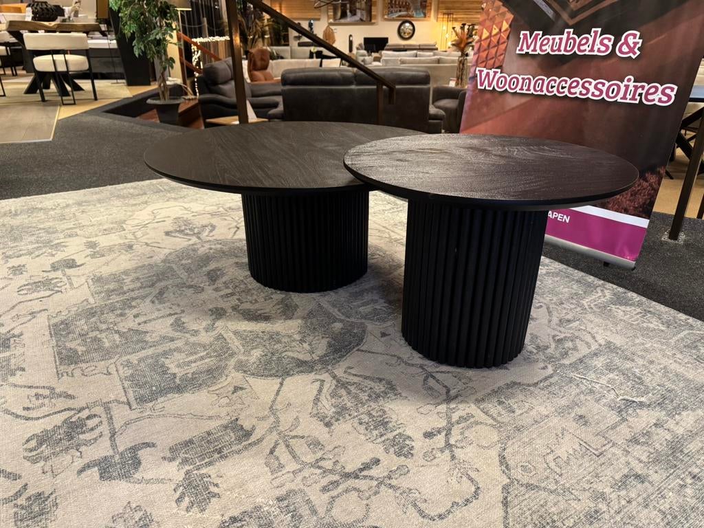 Salontafelset Kong Zwart mango Ø60/90 Direct/Leverbaar E7303, Huis en Inrichting, Tafels | Salontafels, Ophalen, 50 tot 100 cm