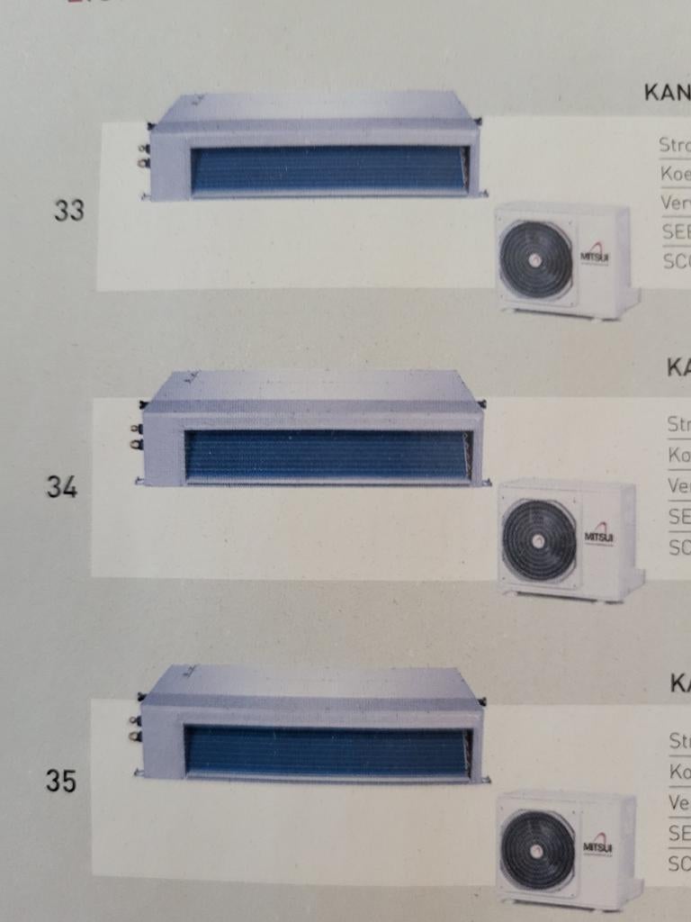 Mitsui/Carrier cassette systemen  3.5kw,5 en 7kw inverter wp, Ophalen of Verzenden