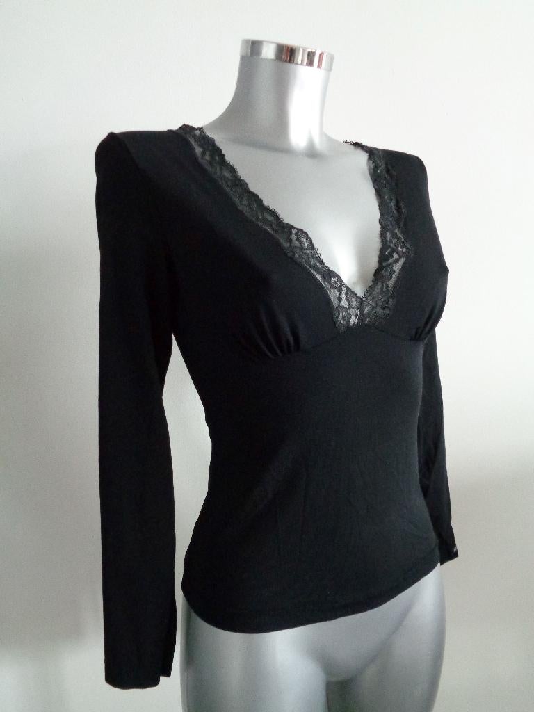Anti-flirt v-hals longsleeve, taille 2 origineel, Zwart, Ophalen of Verzenden, Zo goed als nieuw, Lange mouw
