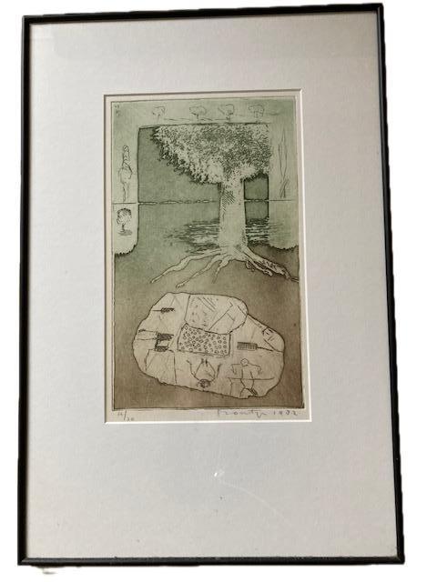 Montijn, Jan kleurets zonder titel 1982, Antiek en Kunst, Kunst | Etsen en Gravures, Ophalen of Verzenden