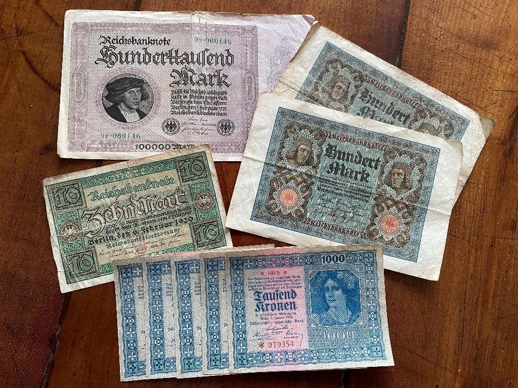 Bankbiljetten jaren 20 / Duitse Marken + Oostenrijkse Kronen, Postzegels en Munten, Bankbiljetten | Europa | Niet-Eurobiljetten