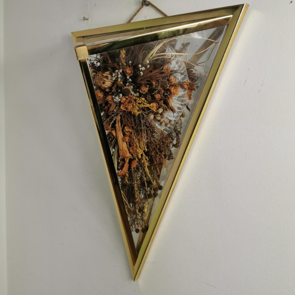 Vintage messing vitrine, boeket houder, wanddecoratie, Huis en Inrichting, Valkenswaard, Gebruikt, Info@flashbackfurniture.nl