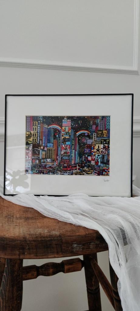 Kleurrijke New York Pop Art Print (Fazzino stijl) in Lijst., Ophalen of Verzenden