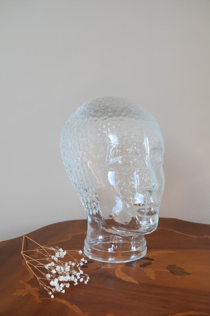 Vintage glazen hoofd paspop, Ophalen of Verzenden, Huis en Inrichting