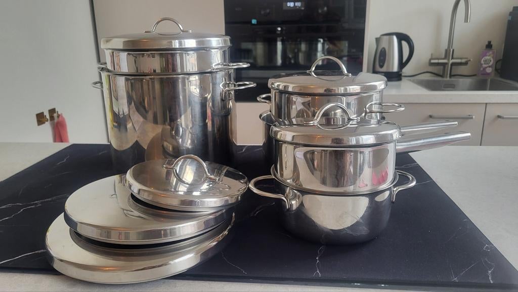 RSV SIGG Calotherm Pannenset 6 st bijna als nieuw, Huis en Inrichting, Keuken | Potten en Pannen, Ophalen of Verzenden, Zo goed als nieuw