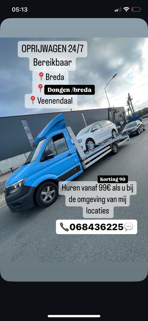 Auto’s transporteren en sleepdiensten , Help auto’s met pech, Met chauffeur, Verhuiswagen of Bestelauto