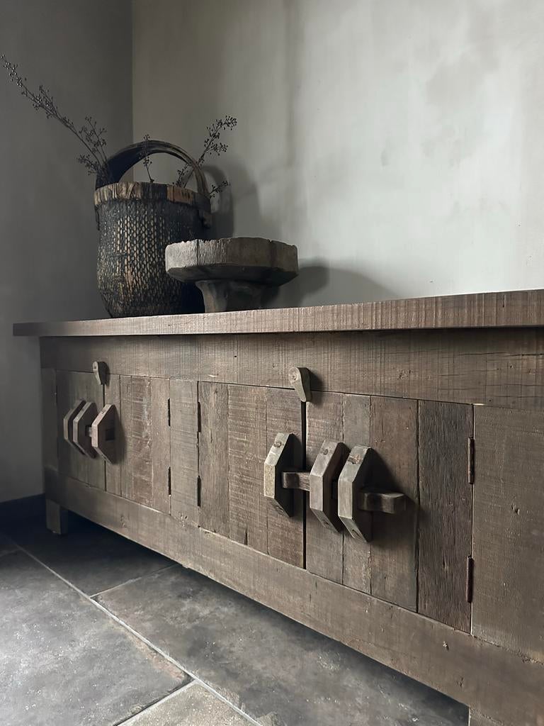 Robuust Tv Meubel Driftwood Collectie - 4 Deurs, Huis en Inrichting, Kasten | Dressoirs, 150 tot 200 cm, Nieuw, Ophalen of Verzenden